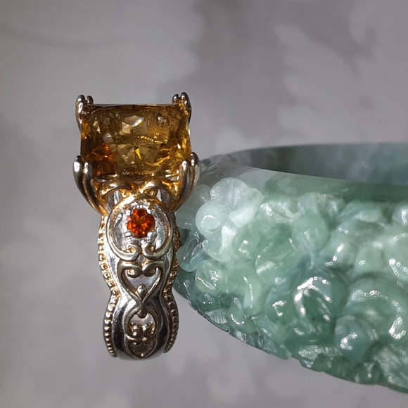 925 Genuine Princess Cut Citrine, Two Tone ring. PRICE IS FIRM. - Picture 7 of 15